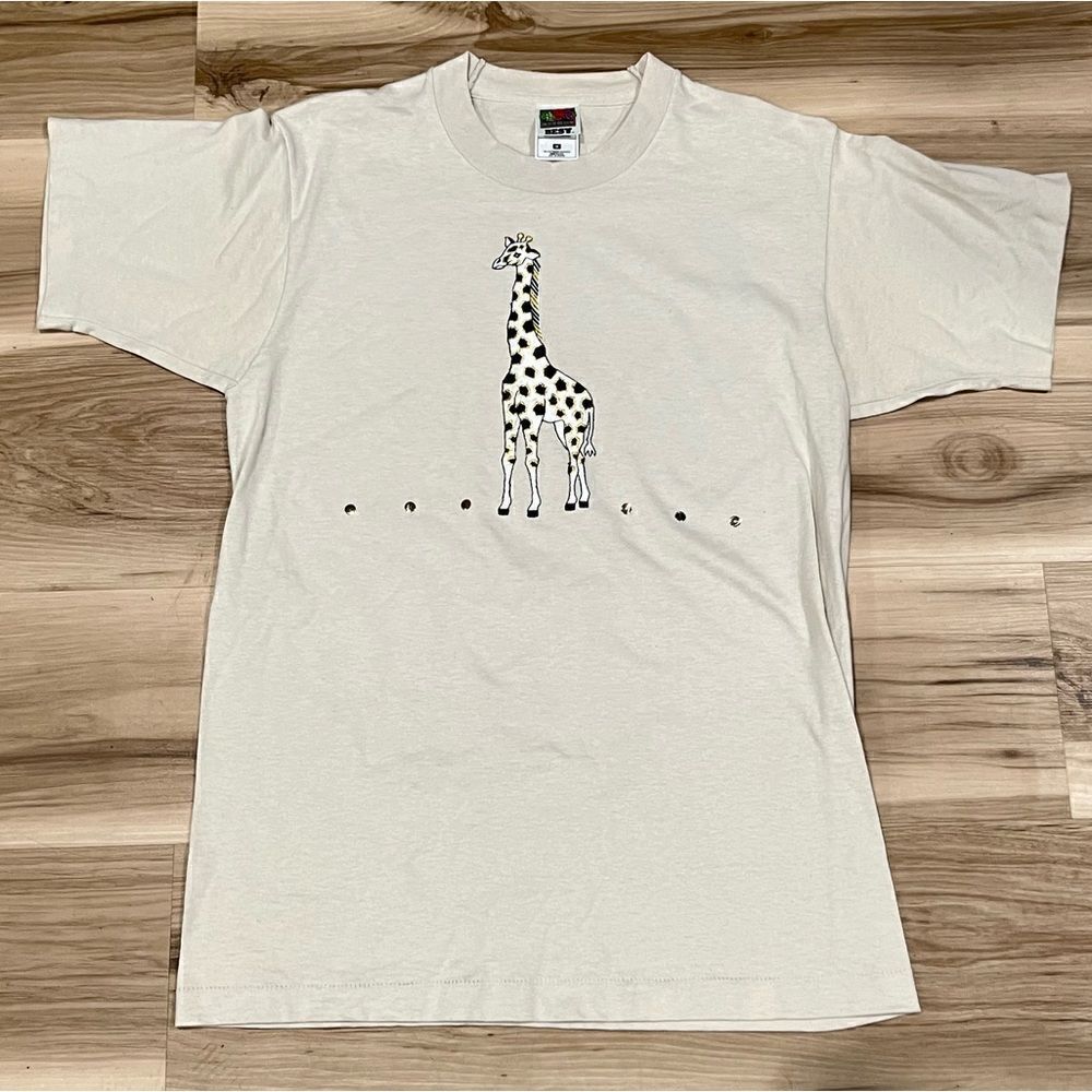 Vintage Cream Single Stitch Giraffe Shirt Women’s Medium